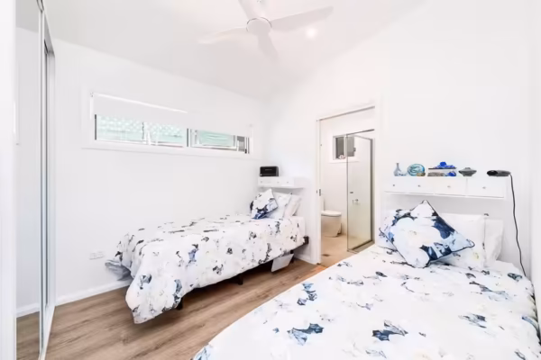 granny-flat-sydney-bluegum-design-raked-ceilings-two-bedroom-LVT-Hybrid-flooring-hi-light-window